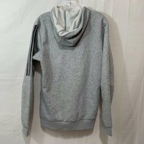 Adidas Men New Full Zip Striped Sleeve Grey Hooded Sweatshirt Size Small - Picture 5 of 5